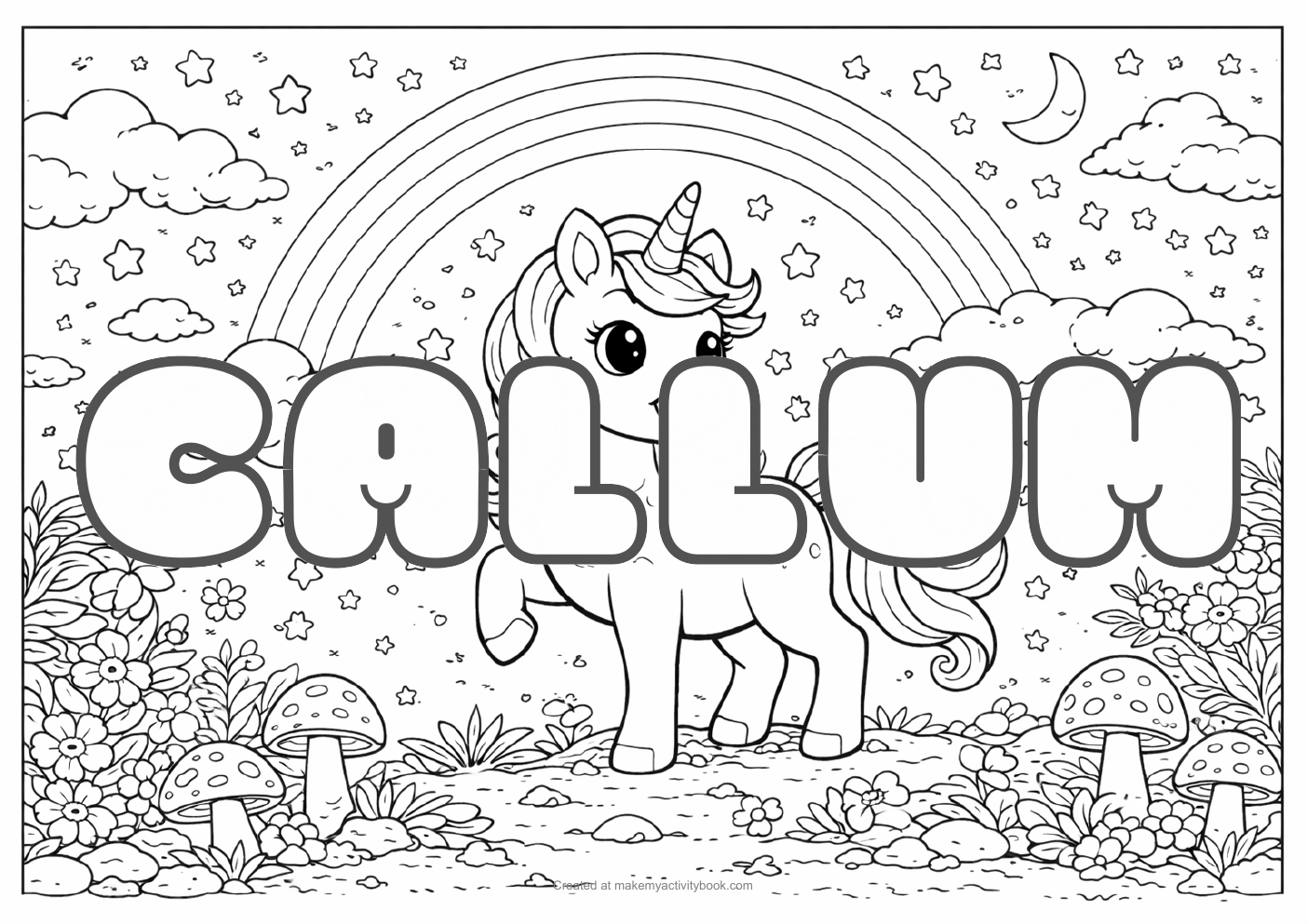Callum unicorn colouring sheet