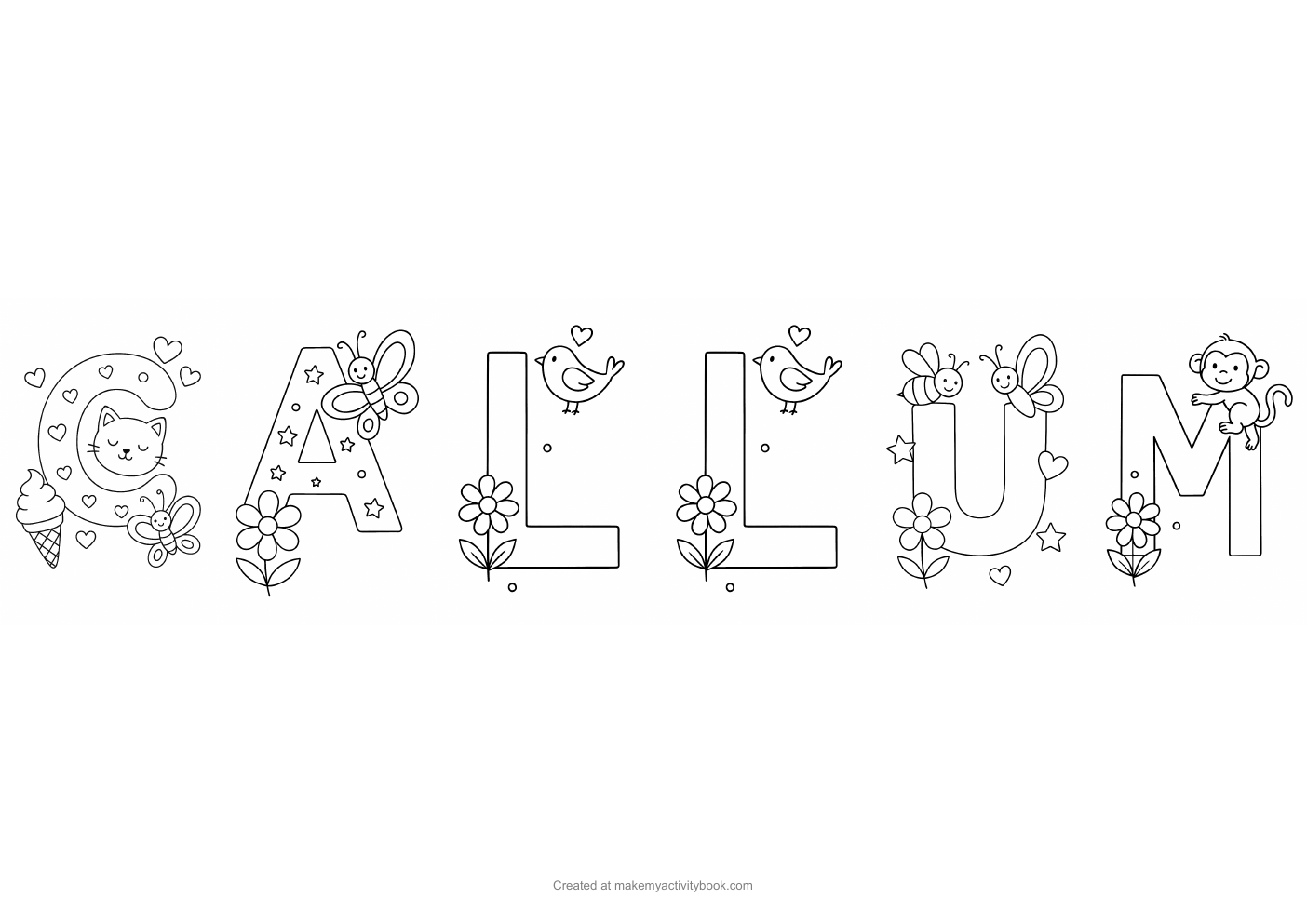 Callum letters colouring sheet