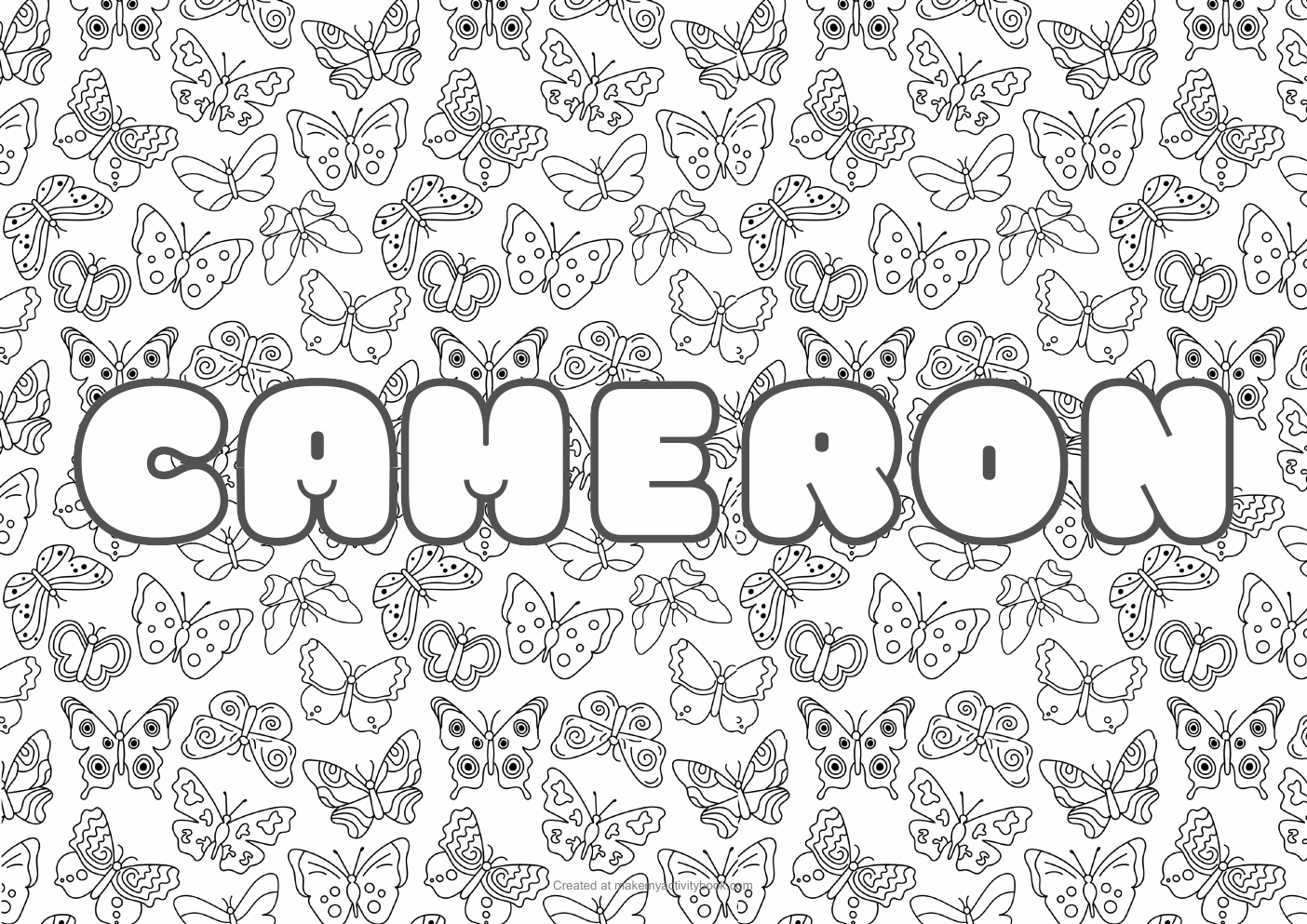 Cameron butterflies colouring sheet