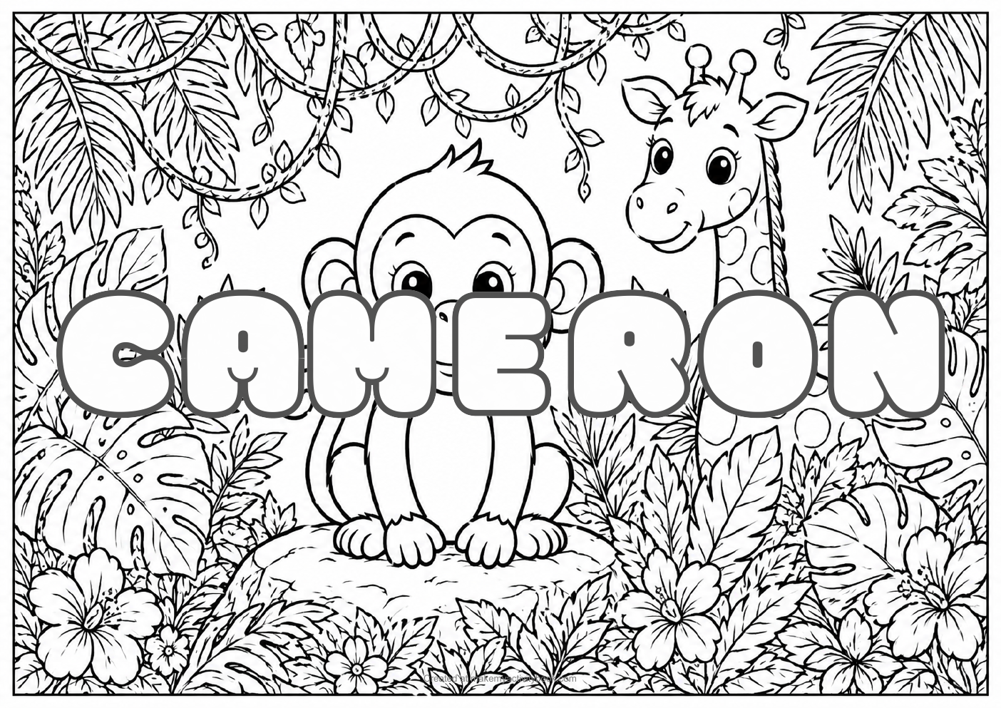 Cameron jungle colouring sheet