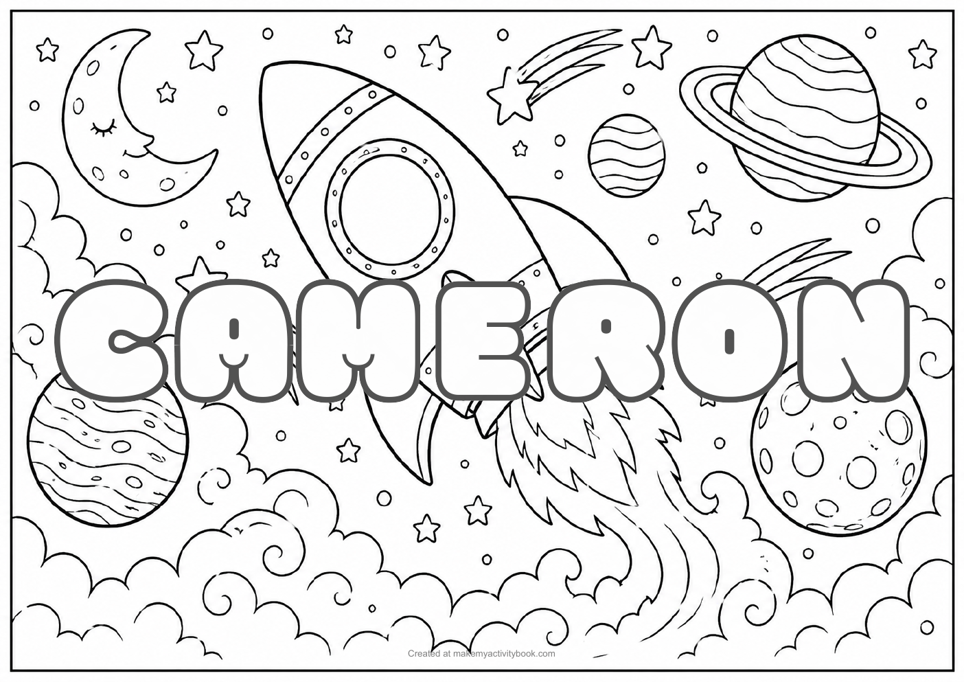 Cameron space colouring sheet
