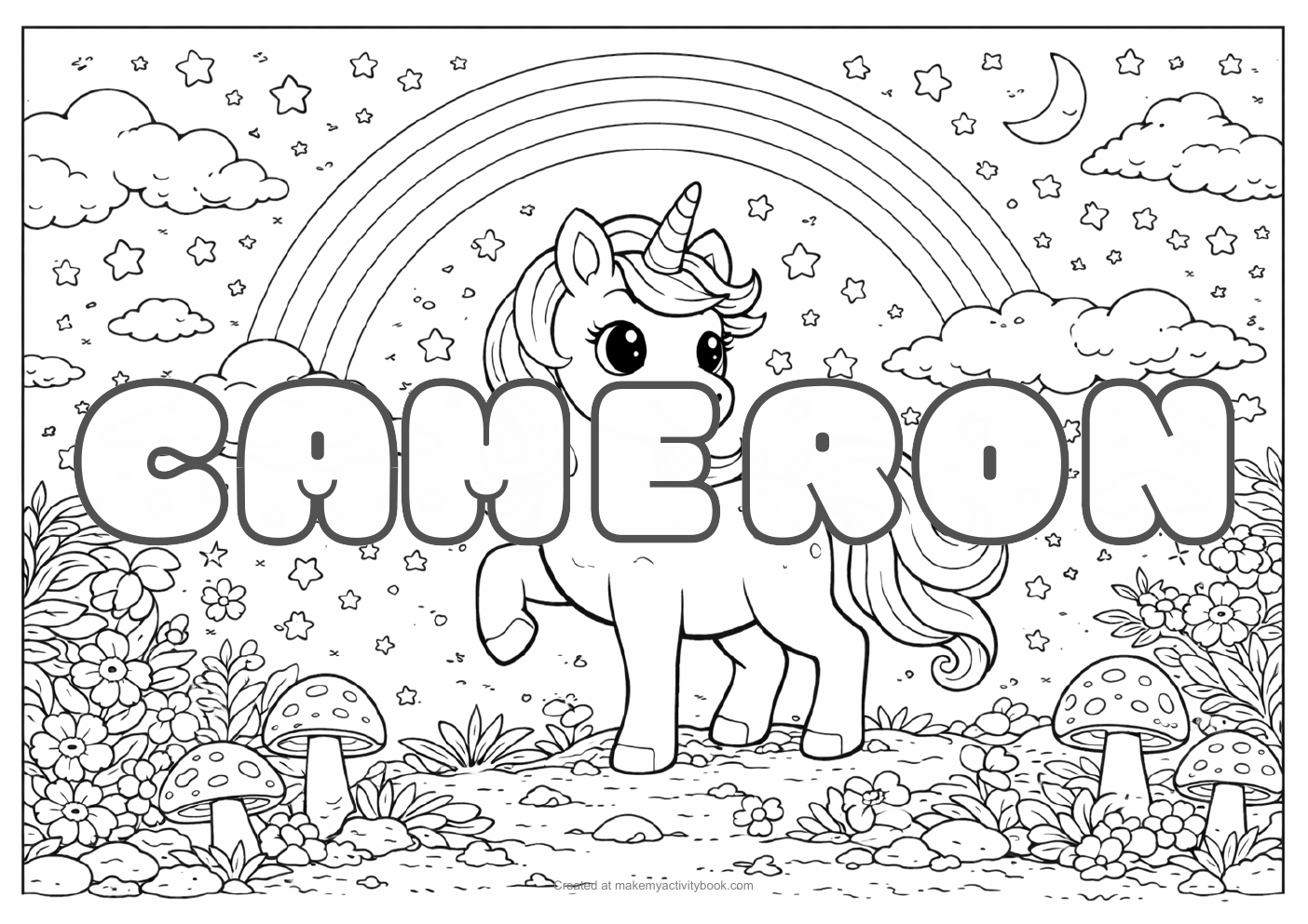 Cameron unicorn colouring sheet