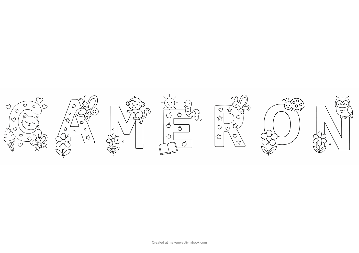 Cameron letters colouring sheet