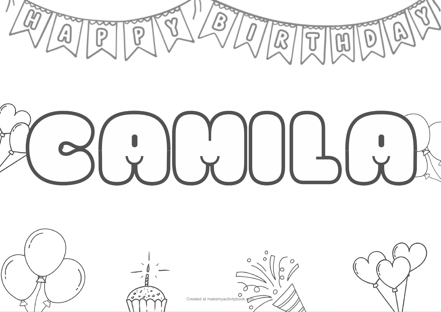 Camila birthday colouring sheet