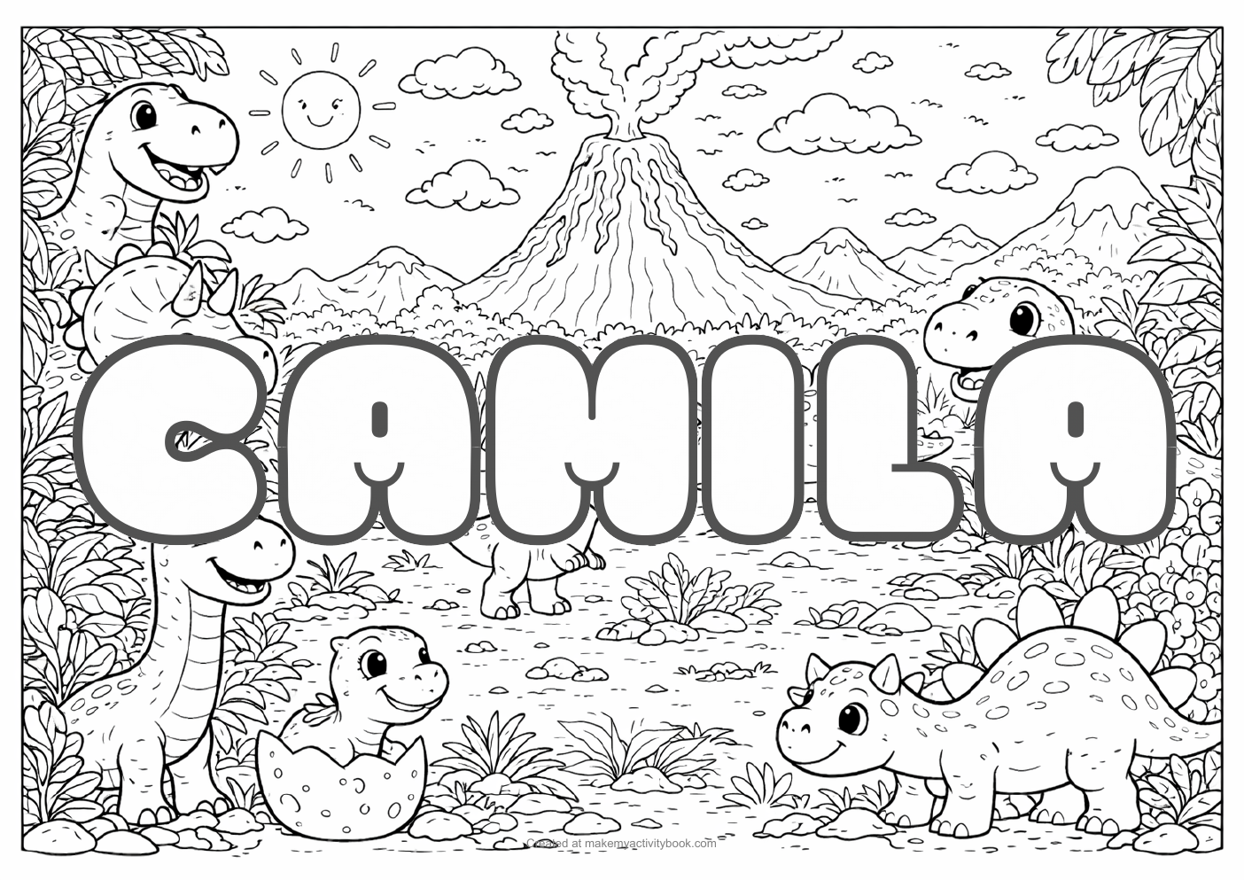 Camila dinosaur colouring sheet