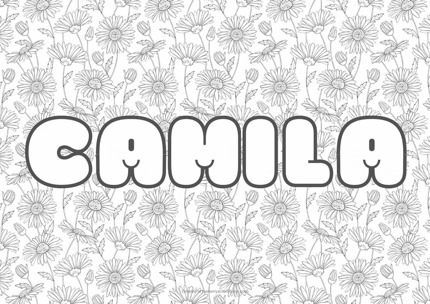 Camila flowers colouring sheet