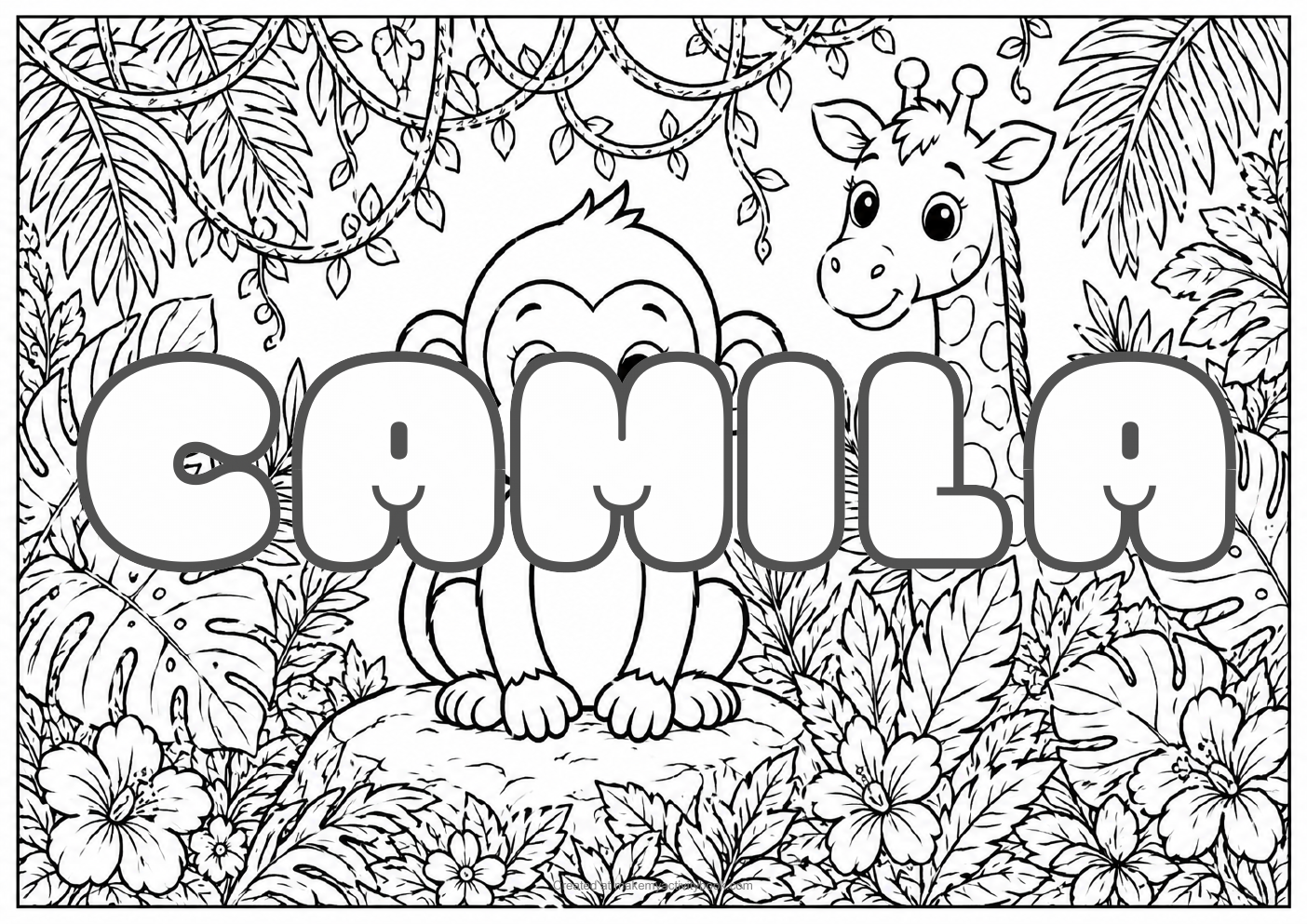 Camila jungle colouring sheet