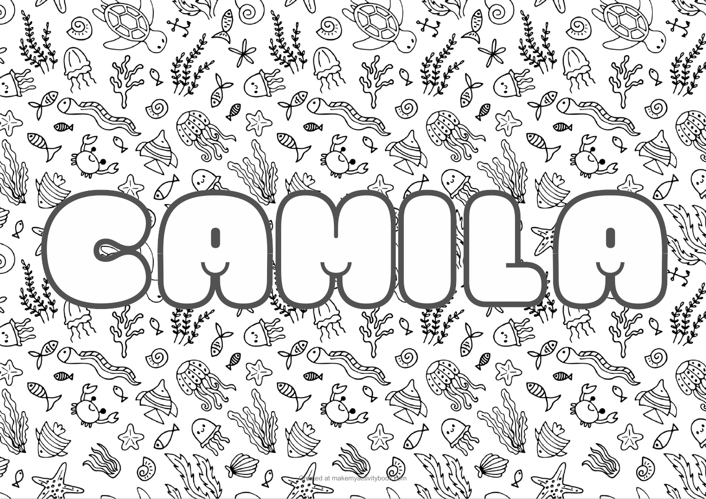 Camila sea colouring sheet