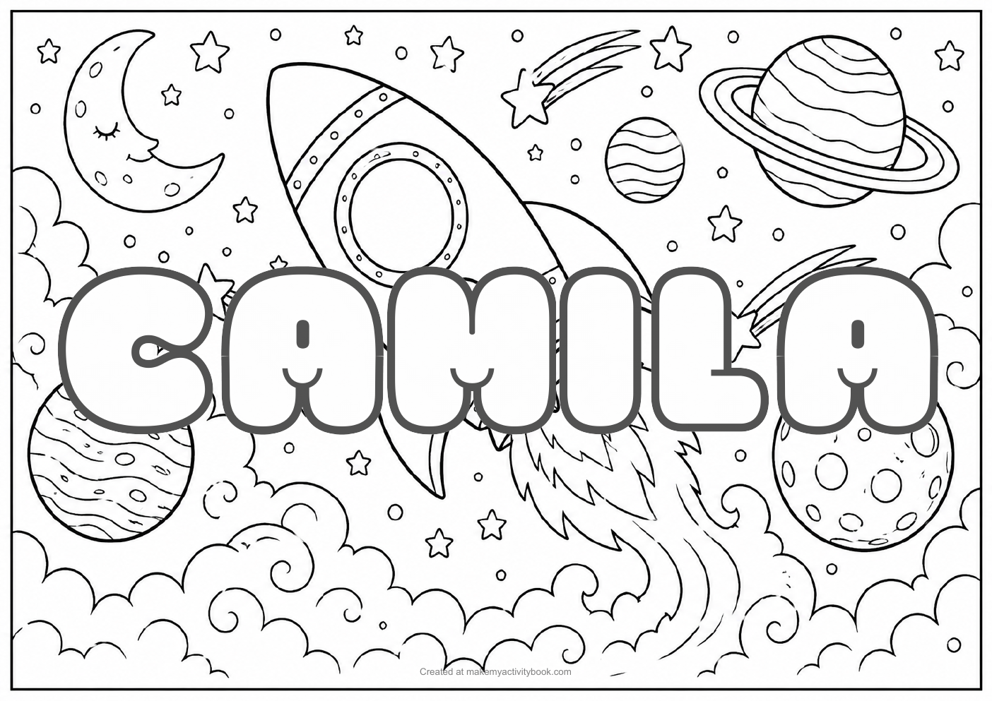 Camila space colouring sheet