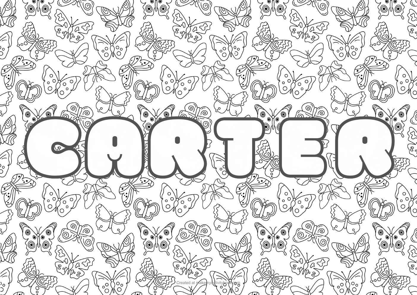 Carter butterflies colouring sheet
