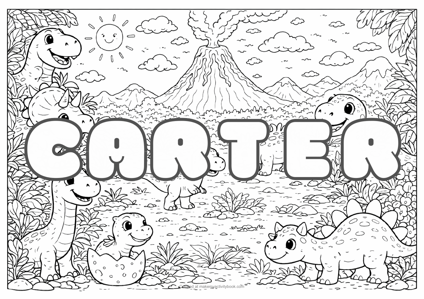 Carter dinosaur colouring sheet