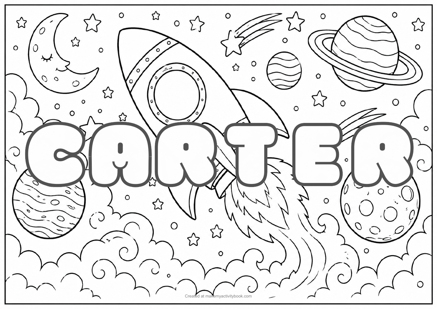 Carter space colouring sheet