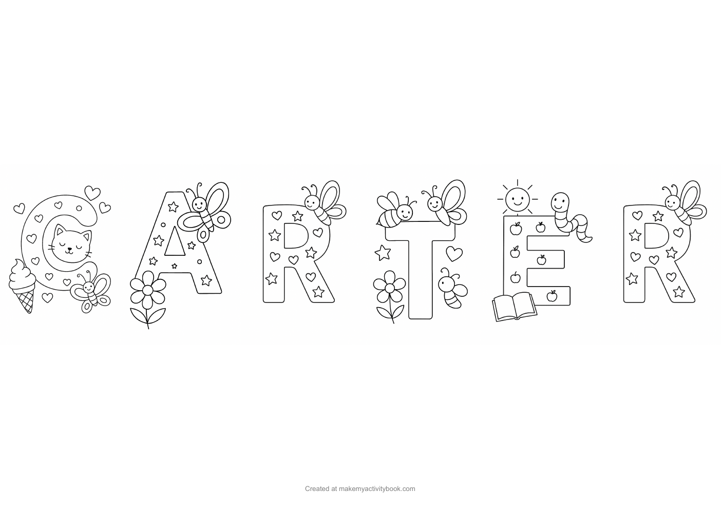 Carter letters colouring sheet