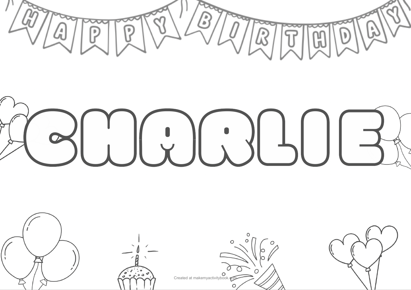 Charlie birthday colouring sheet