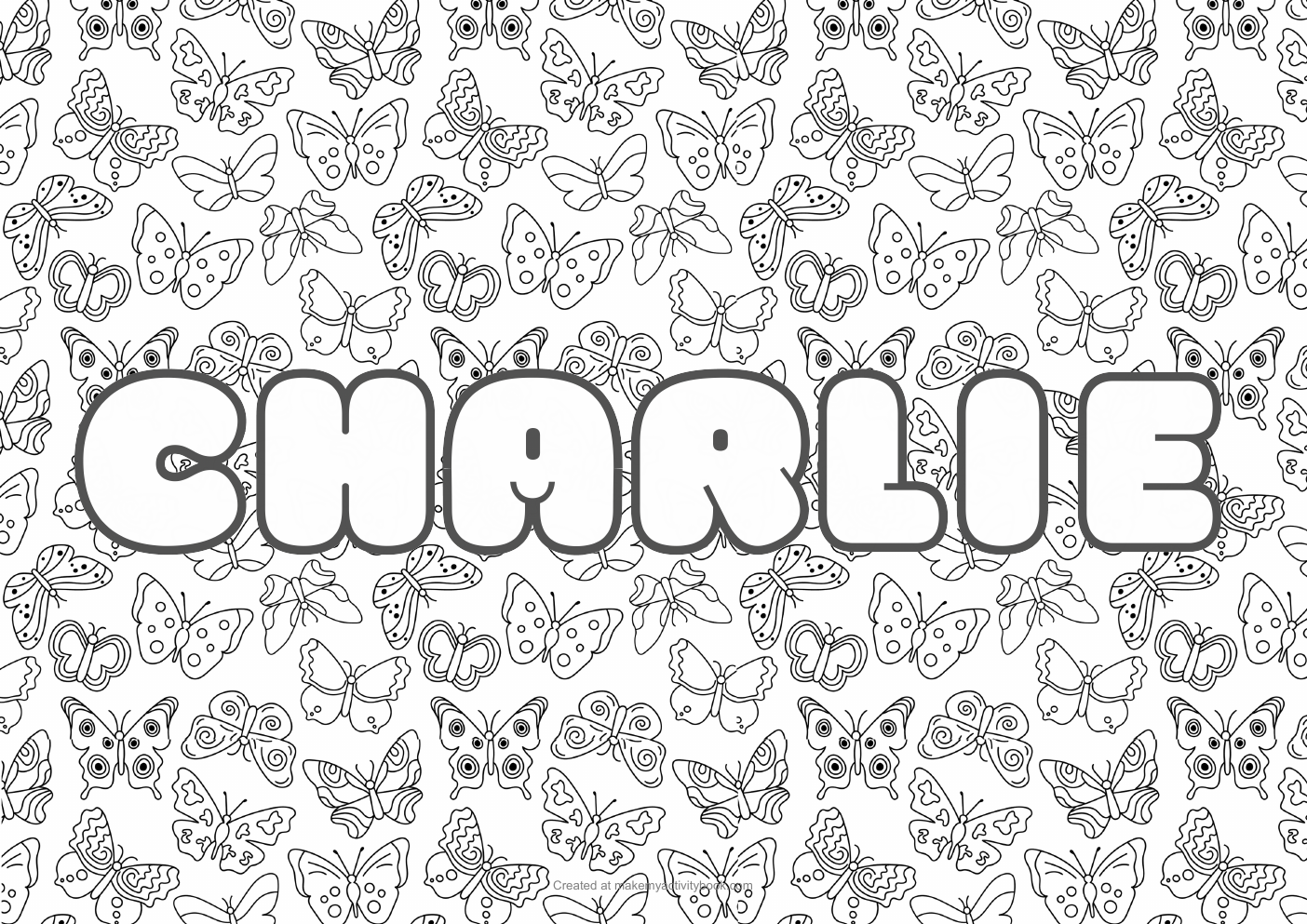 Charlie butterflies colouring sheet