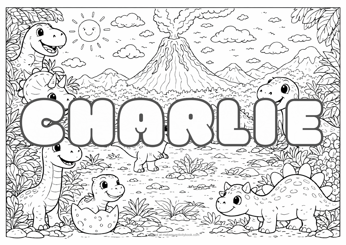 Charlie dinosaur colouring sheet