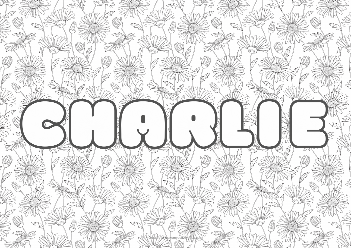 Charlie flowers colouring sheet