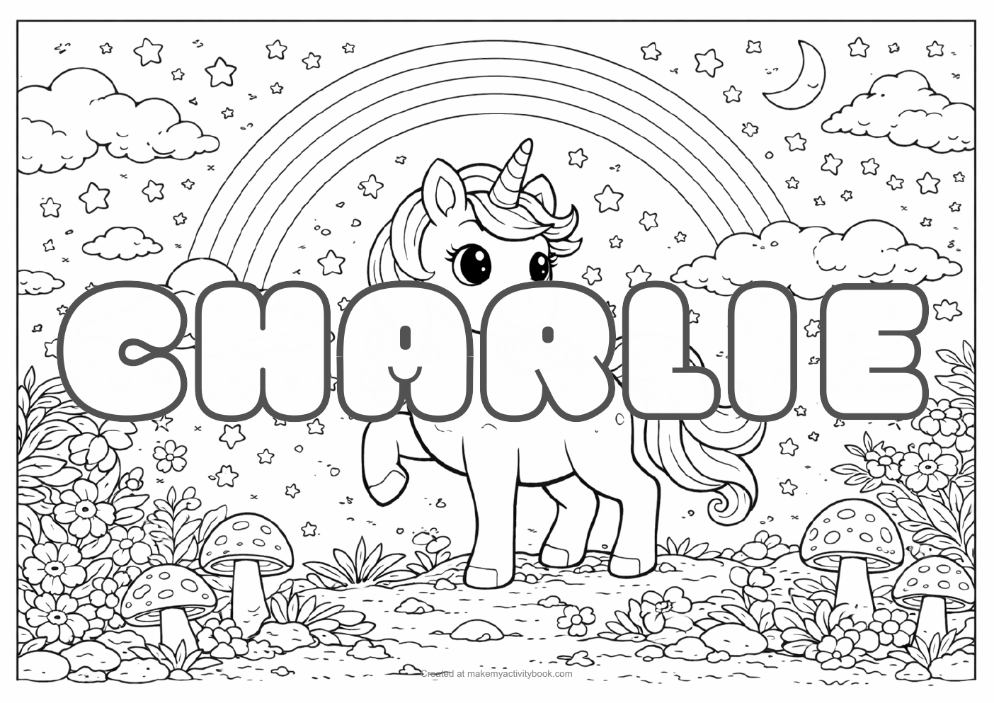 Charlie unicorn colouring sheet