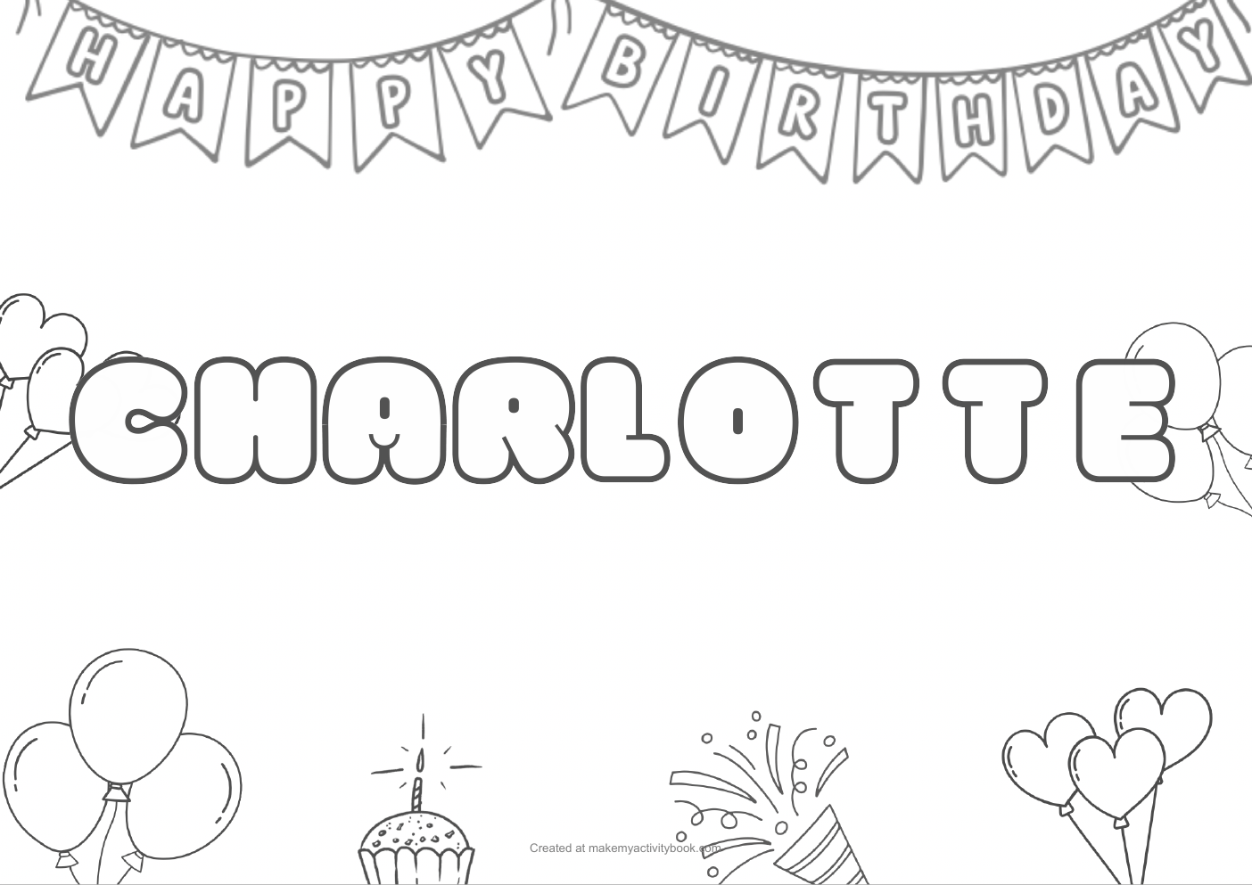 Charlotte birthday colouring sheet