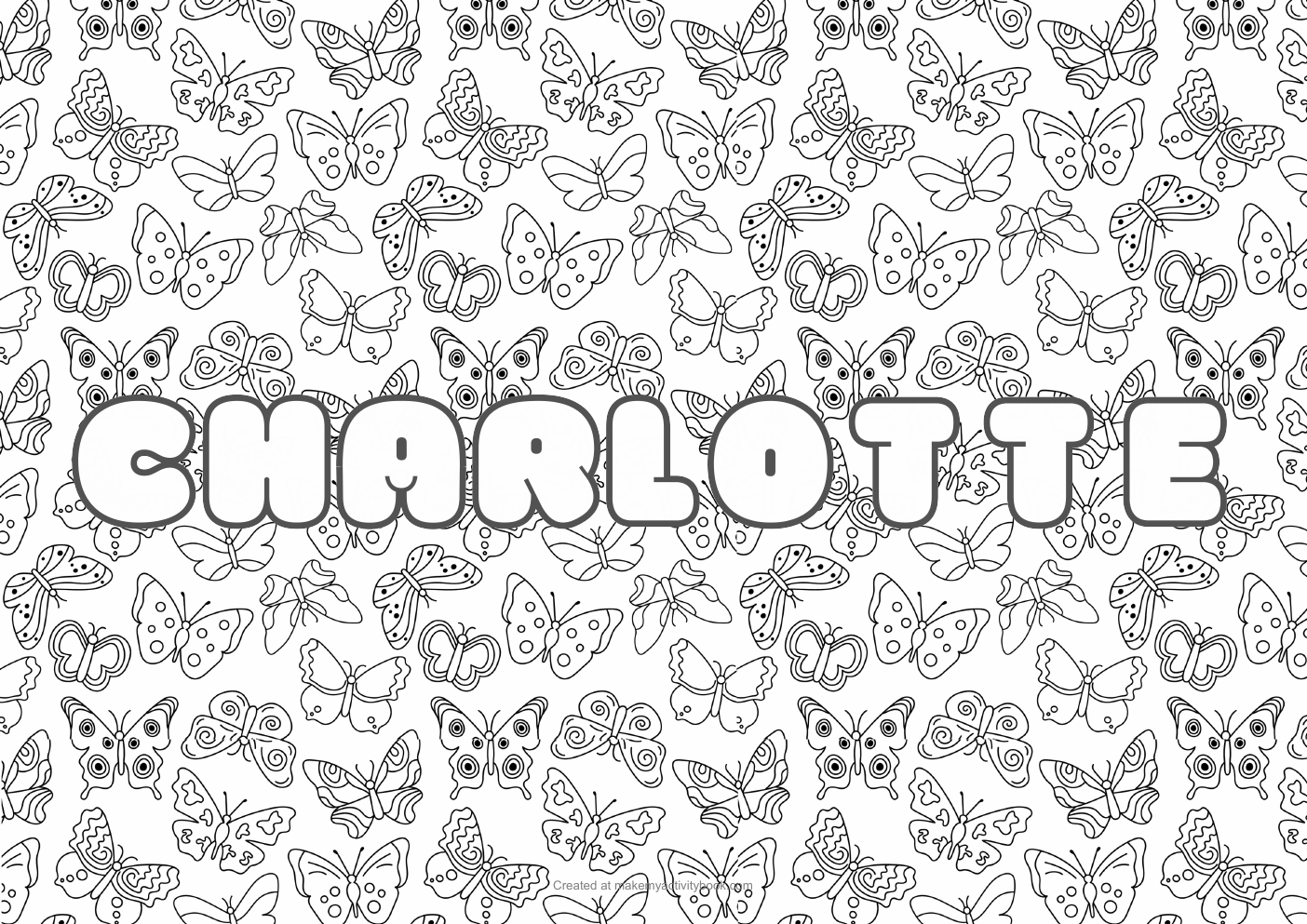 Charlotte butterflies colouring sheet