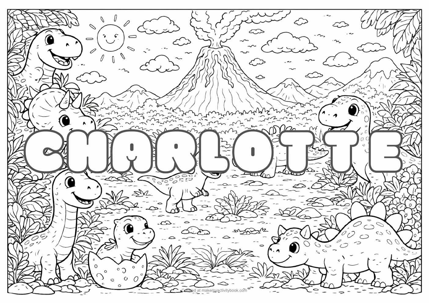 Charlotte dinosaur colouring sheet