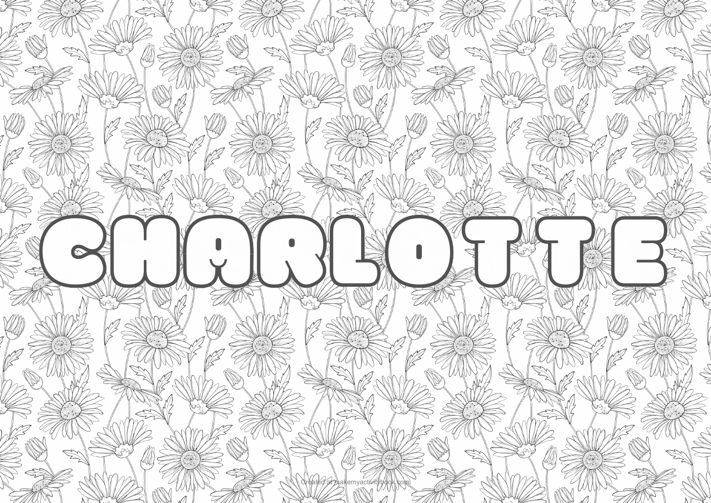 Charlotte flowers colouring sheet
