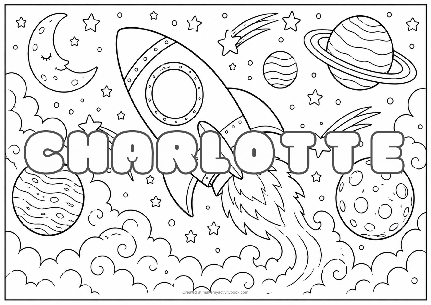 Charlotte space colouring sheet