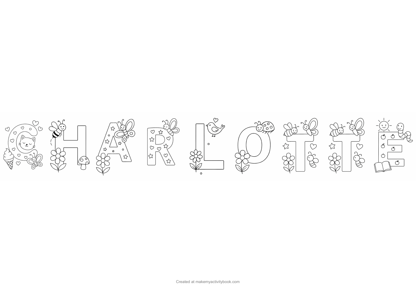 Charlotte letters colouring sheet