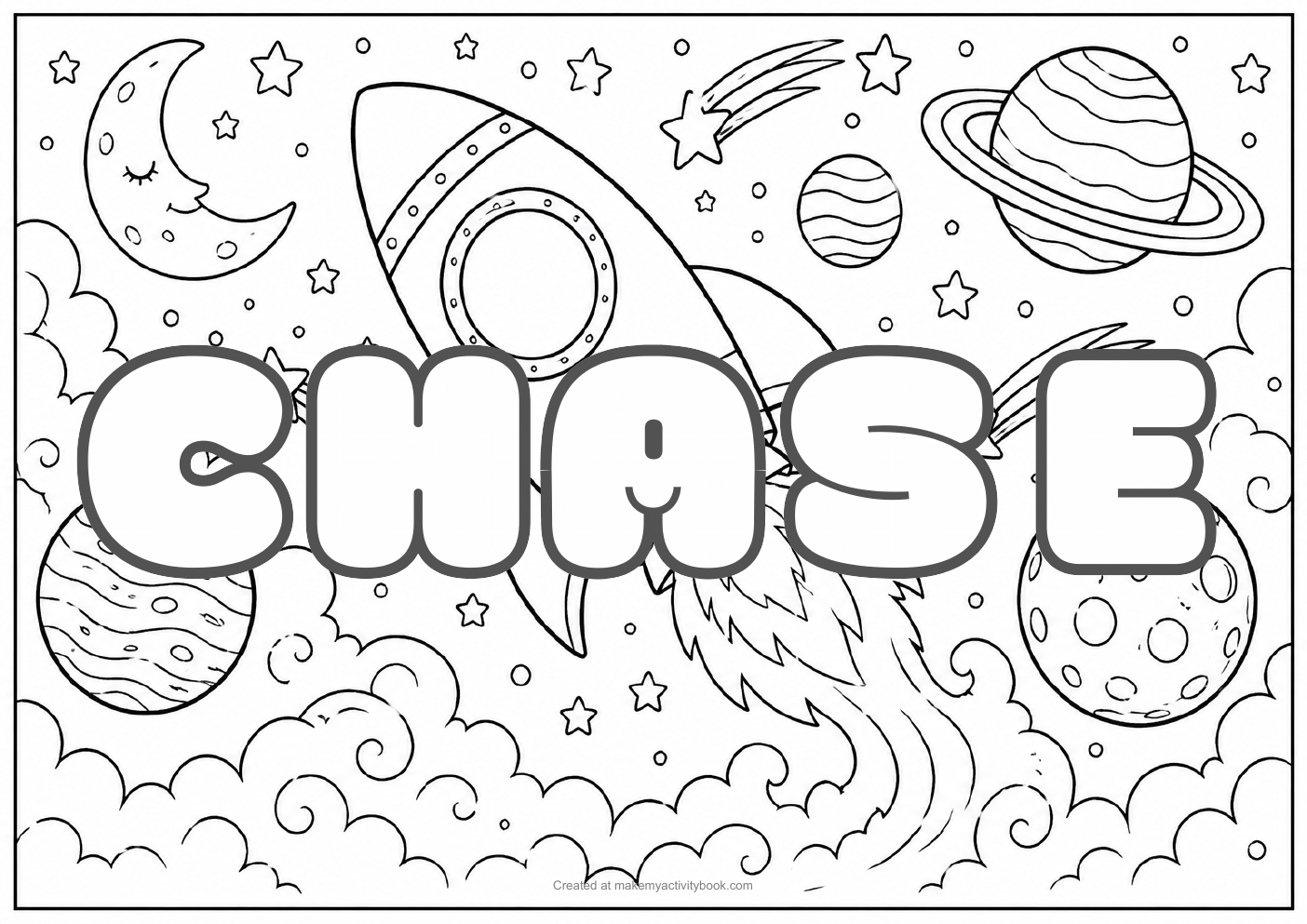 Chase space colouring sheet
