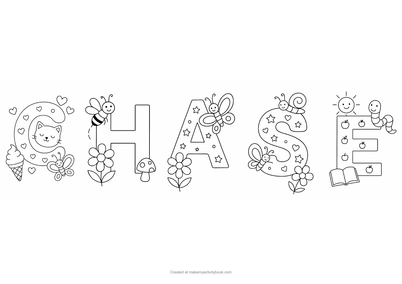 Chase letters colouring sheet