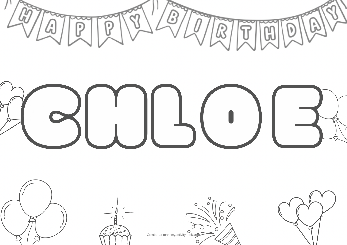 Chloe birthday colouring sheet