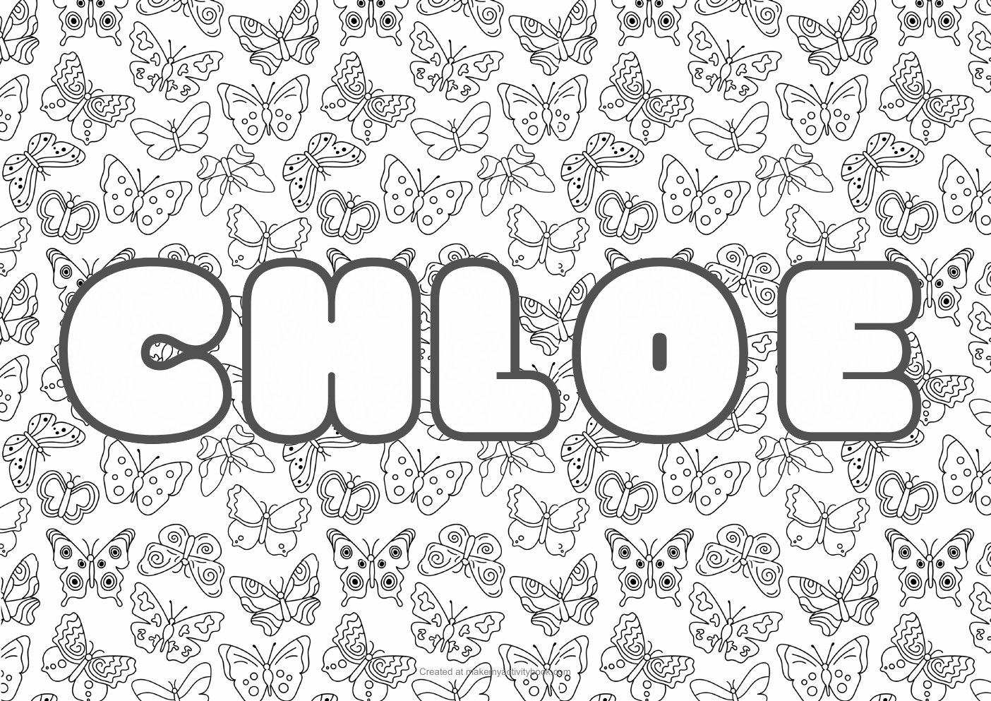 Chloe butterflies colouring sheet