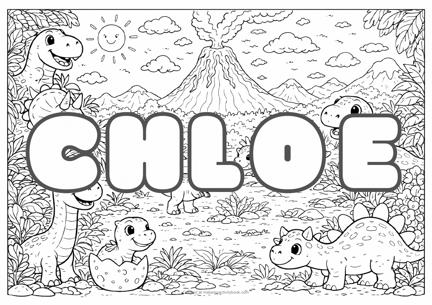 Chloe dinosaur colouring sheet