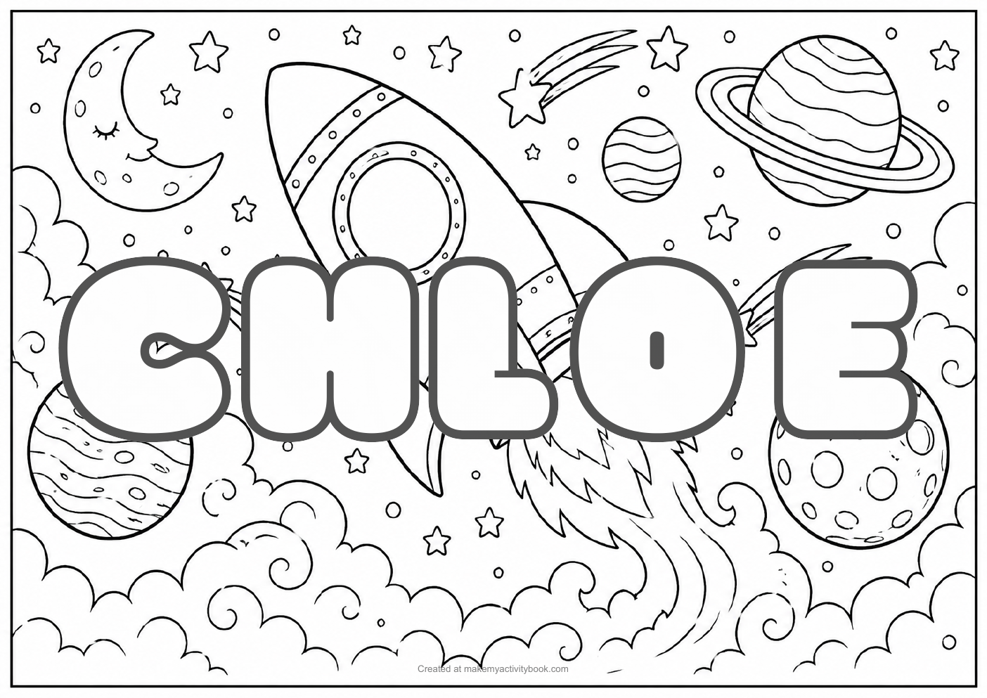 Chloe space colouring sheet