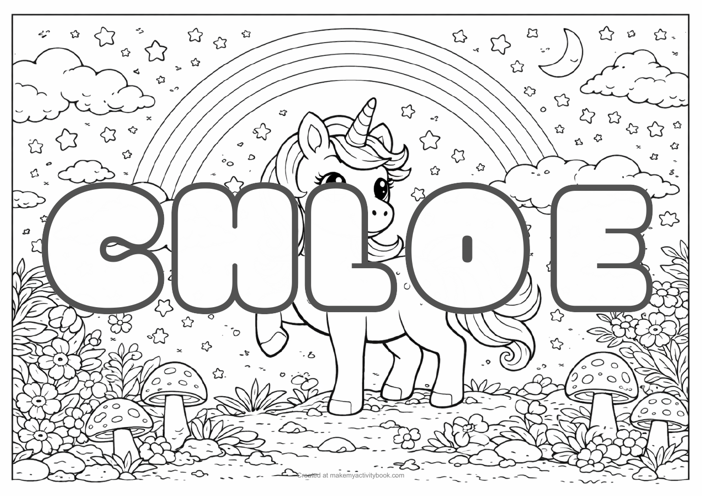 Chloe unicorn colouring sheet