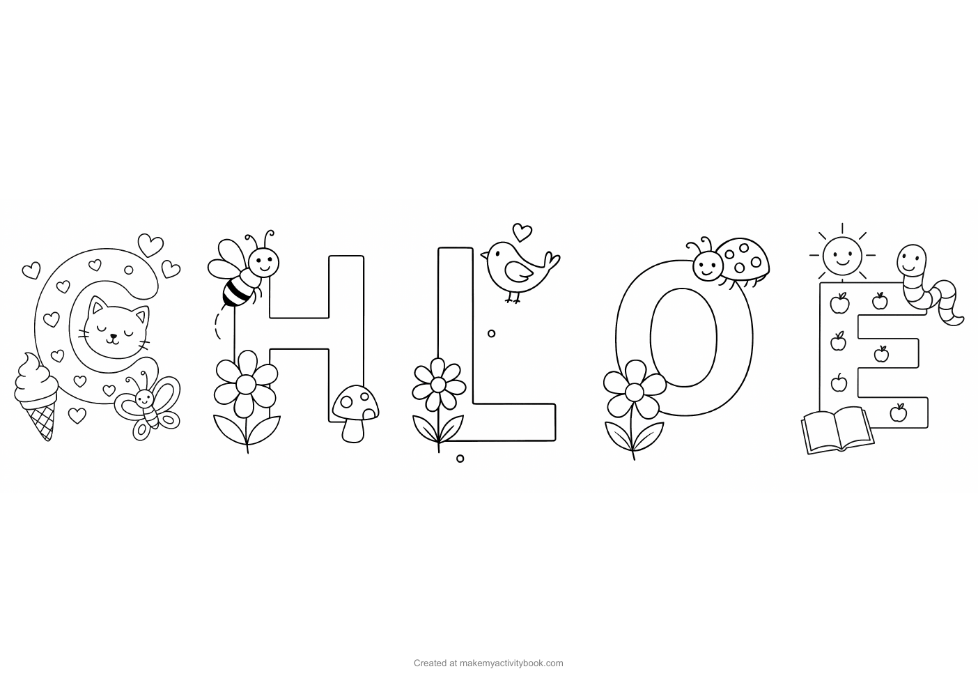 Chloe letters colouring sheet