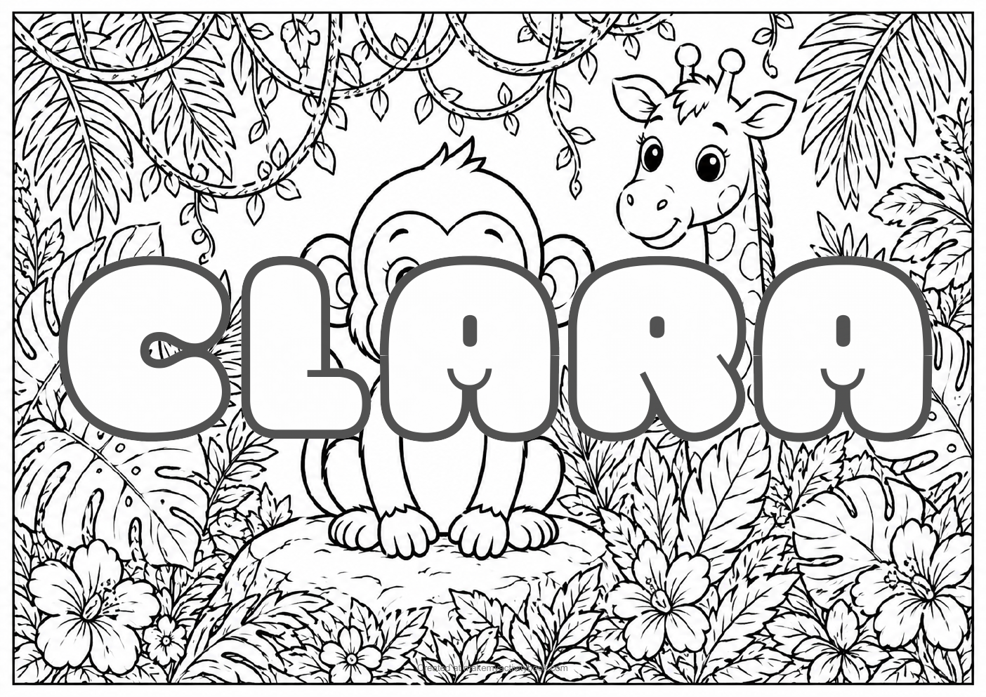 Clara jungle colouring sheet