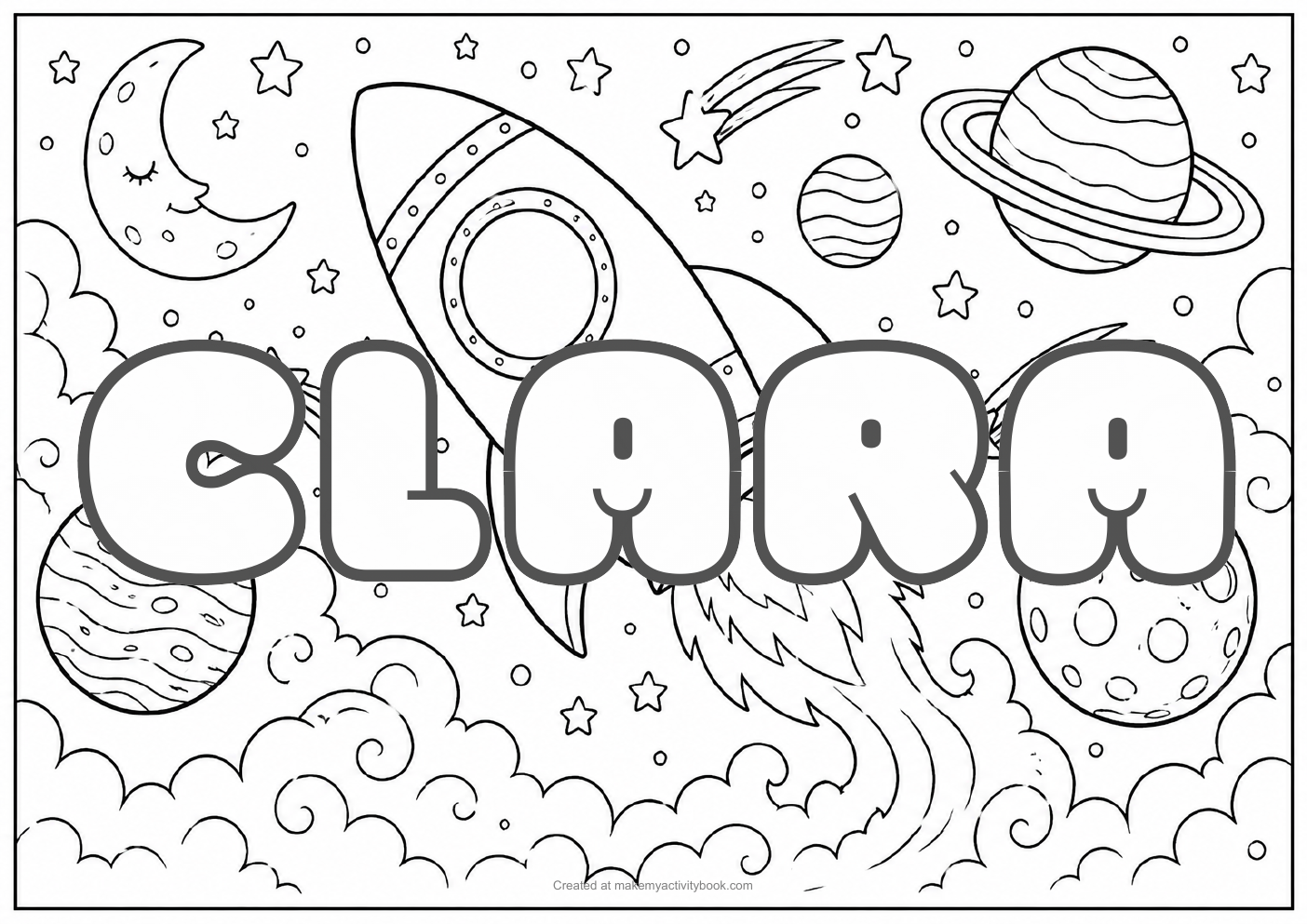Clara space colouring sheet