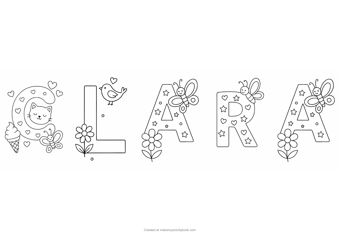 Clara letters colouring sheet