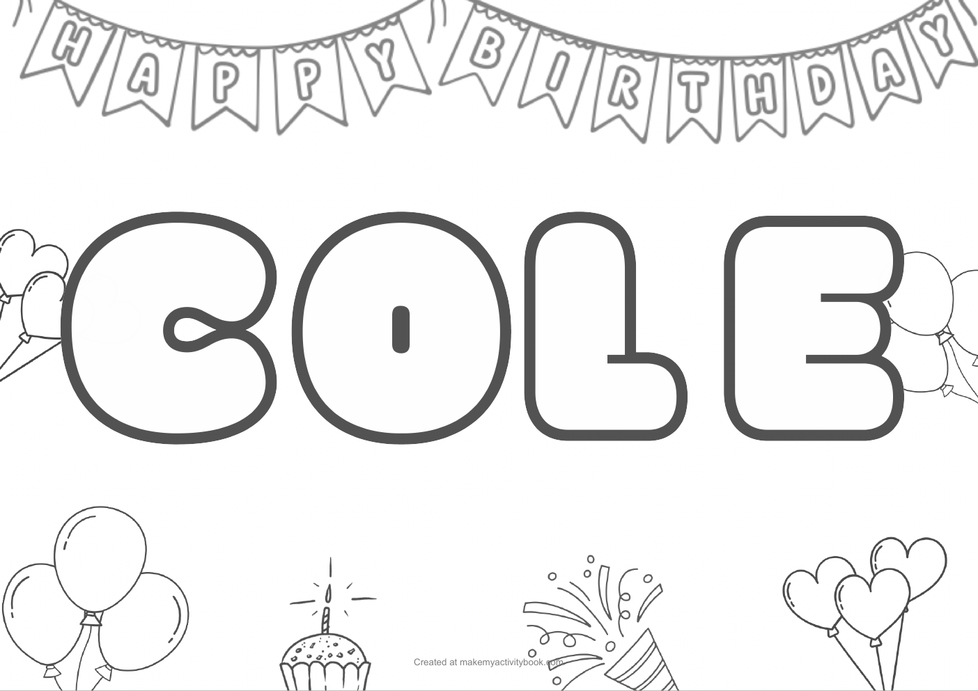 Cole birthday colouring sheet