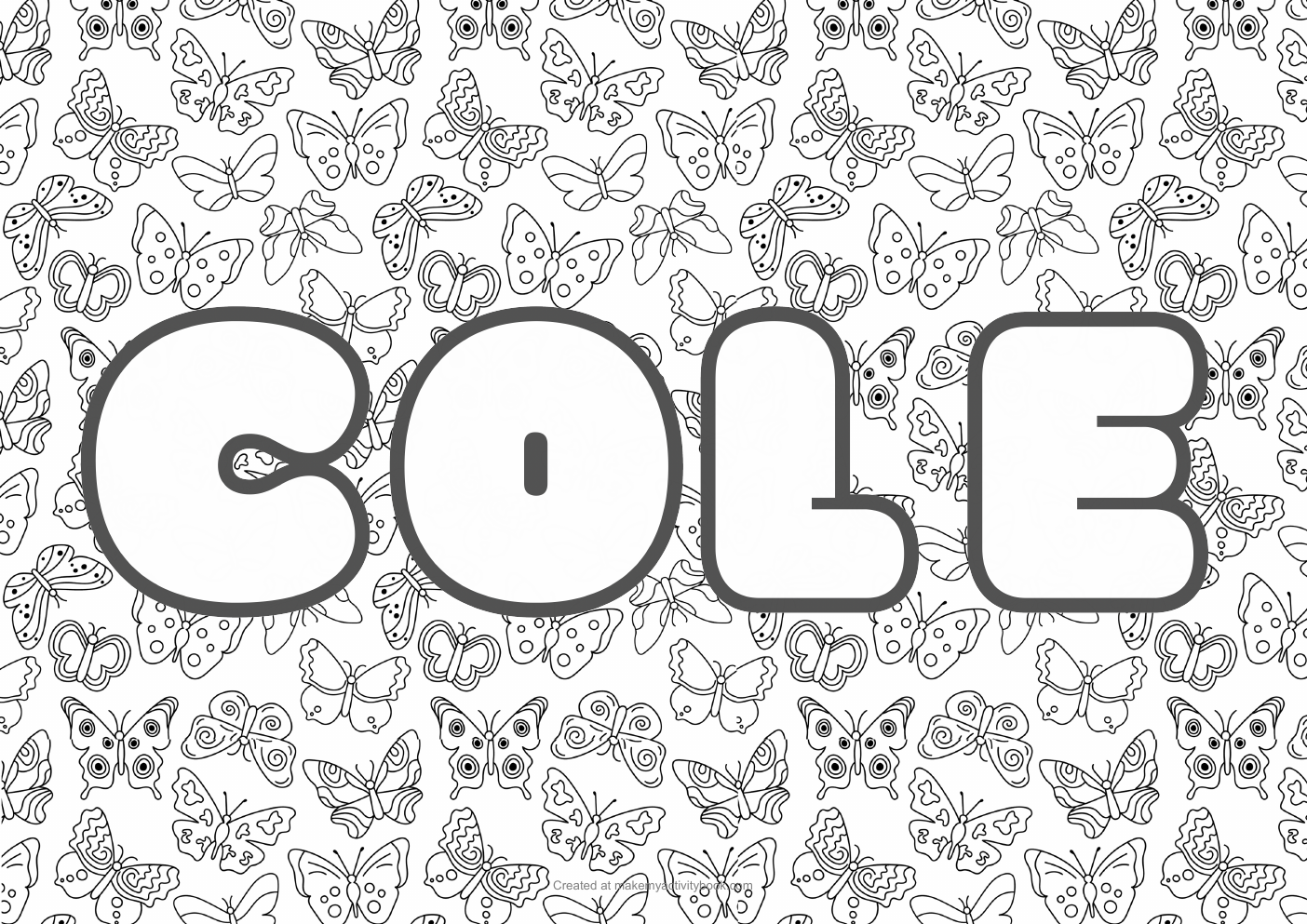 Cole butterflies colouring sheet