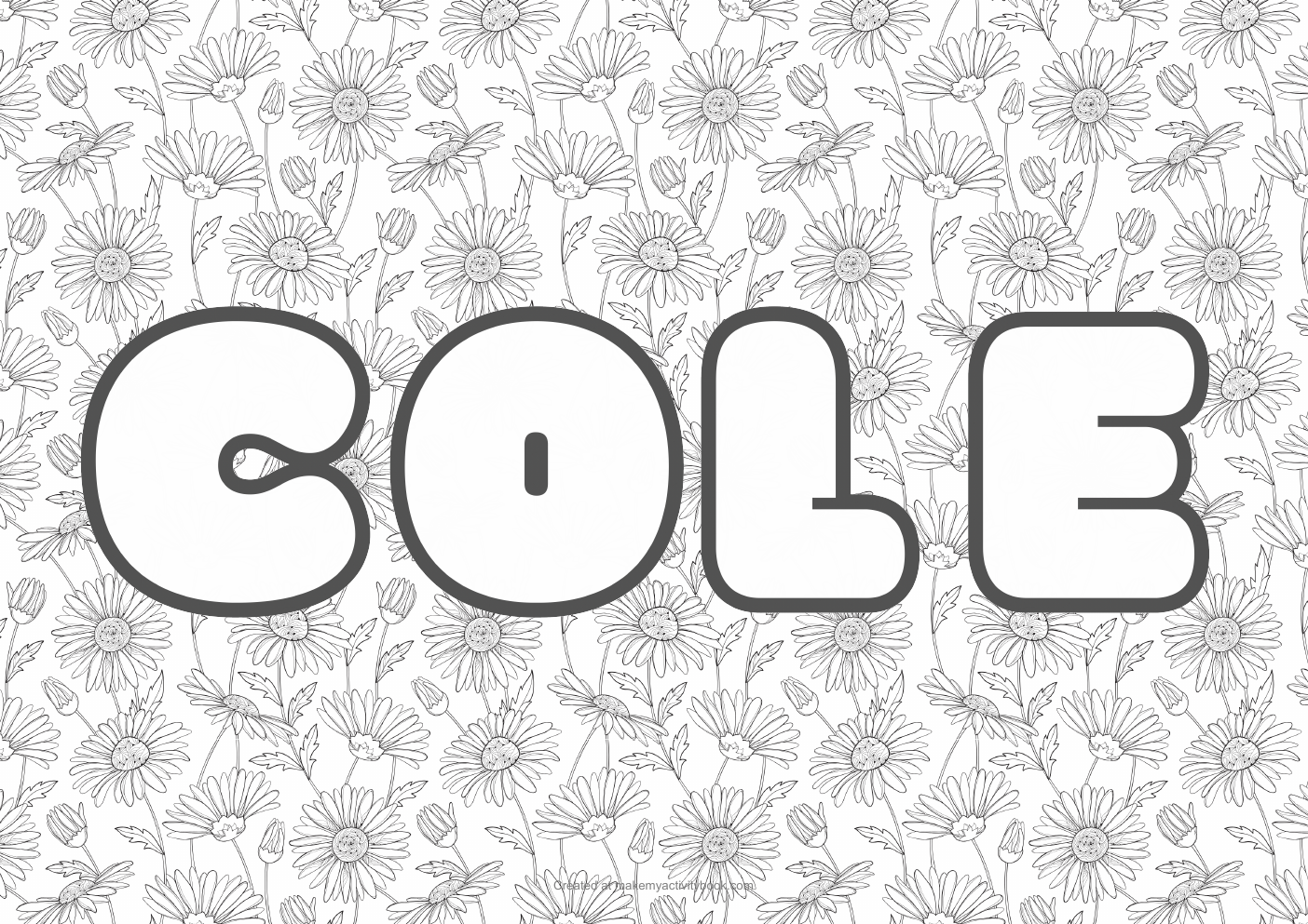Cole flowers colouring sheet