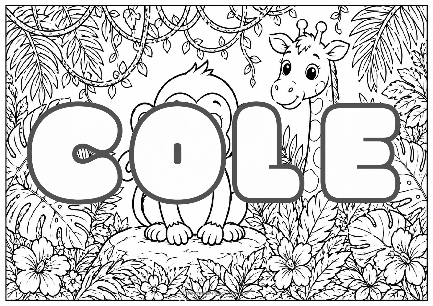 Cole jungle colouring sheet