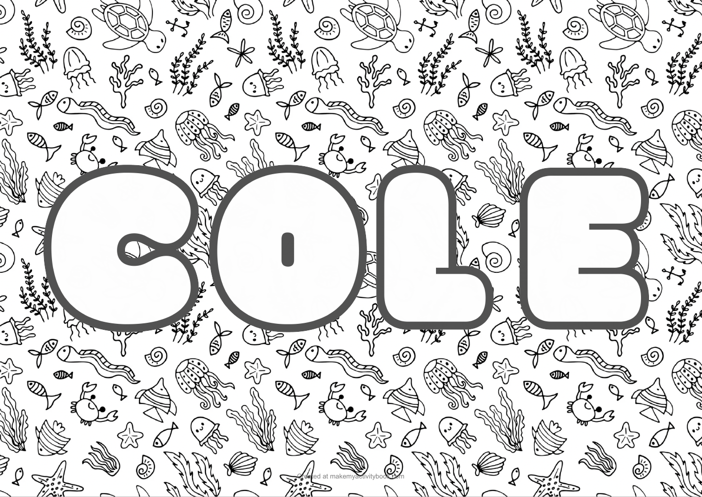 Cole sea colouring sheet