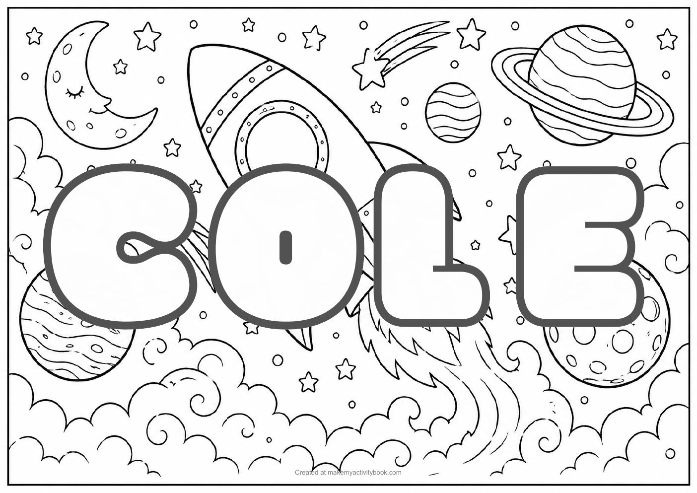 Cole space colouring sheet