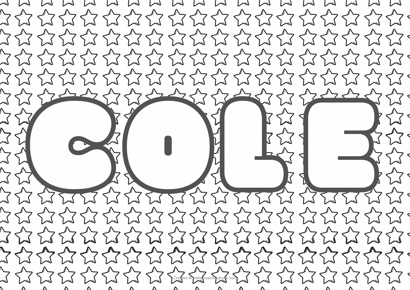 Cole Bubble letters — Stars border colouring sheet