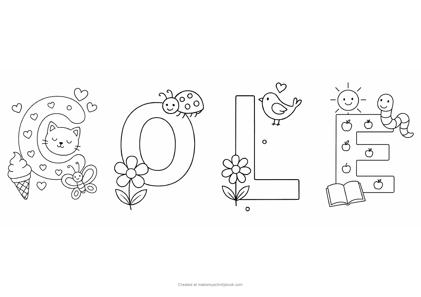 Cole letters colouring sheet