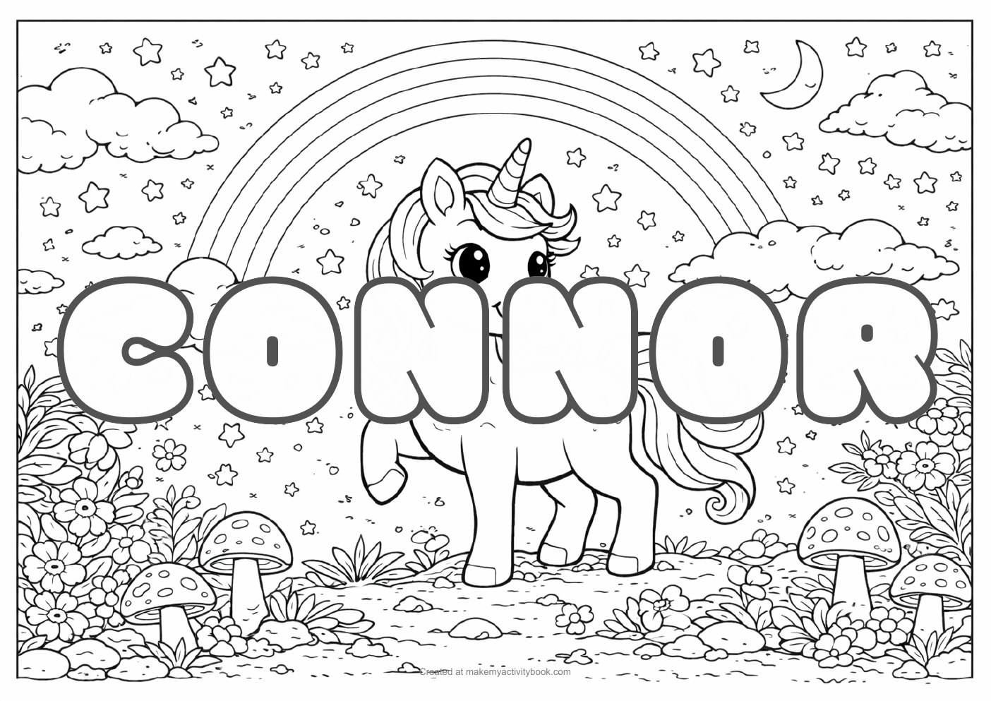 Connor unicorn colouring sheet