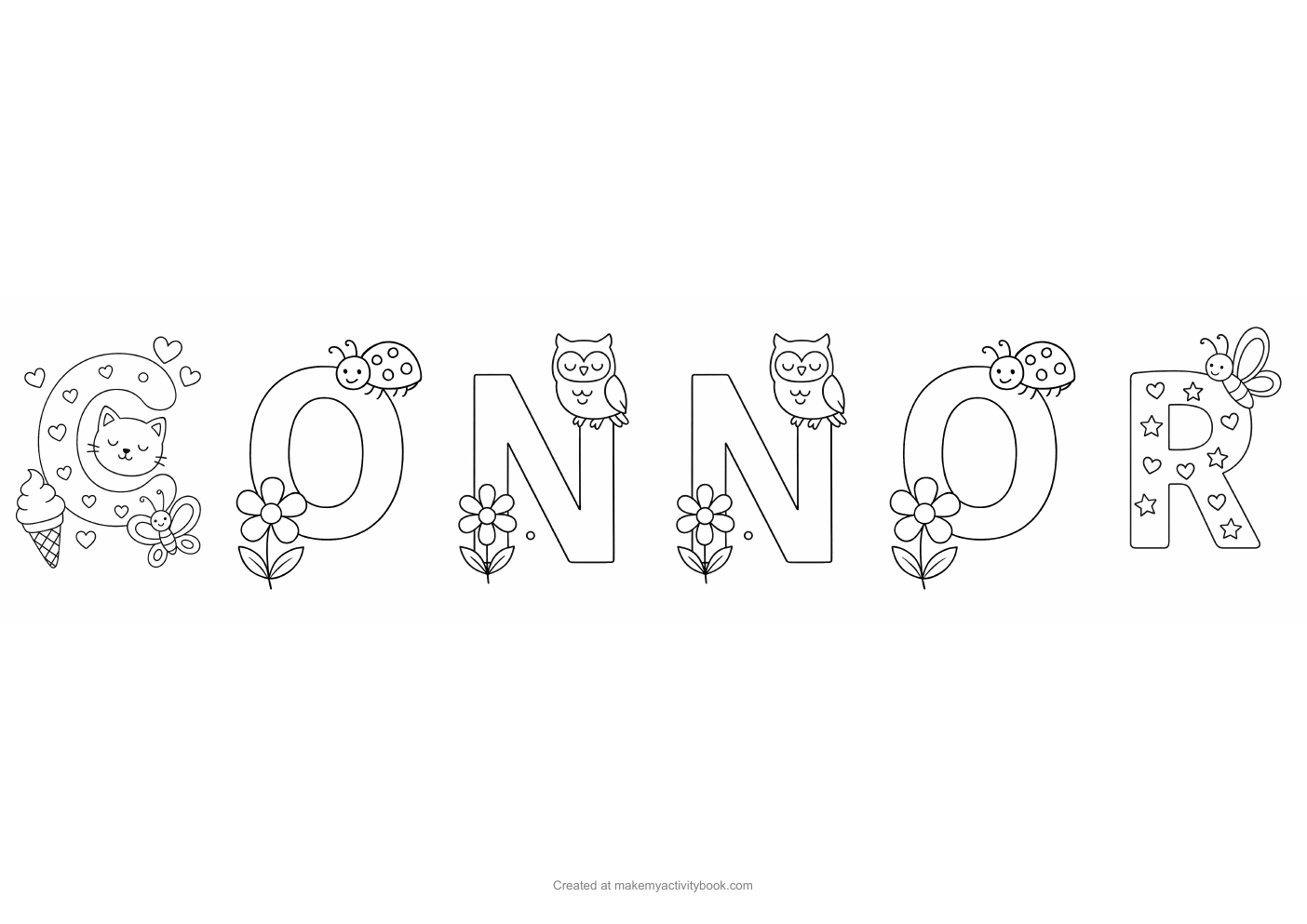 Connor letters colouring sheet