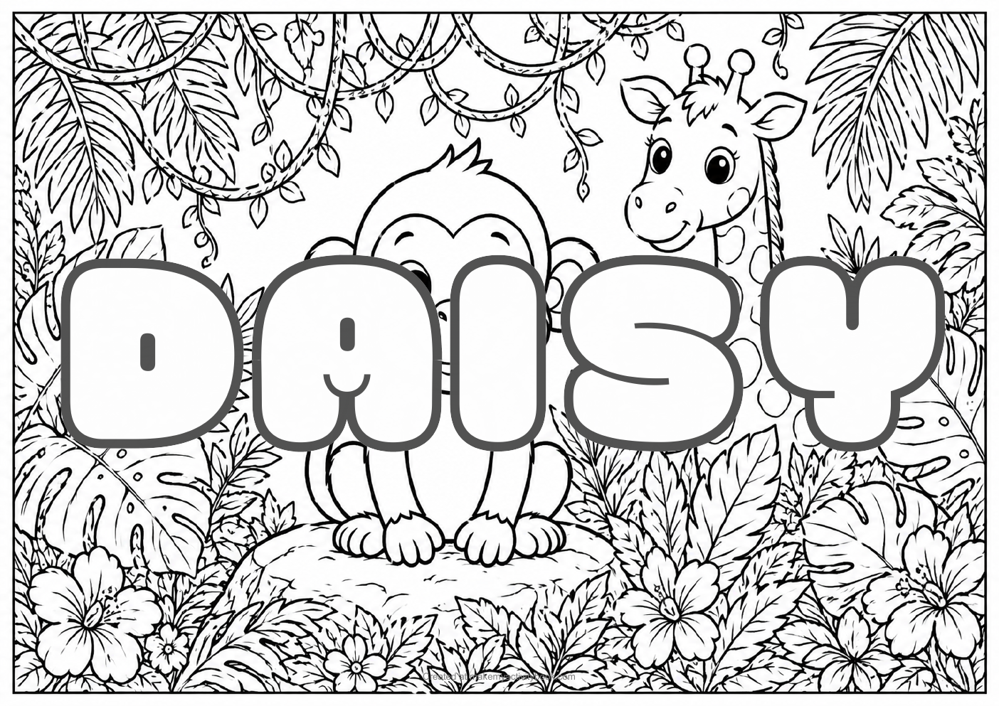Daisy jungle colouring sheet